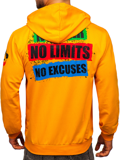 Narancssárga mintás férfi pulcsi kapucnival Bolf 6384