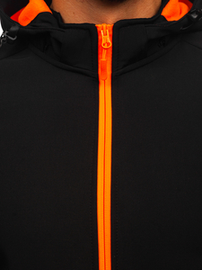 Fekete-narancssárga férfi átmeneti softshell dzseki Bolf HH017