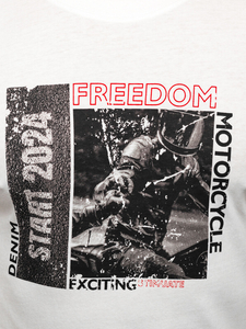 Fehér pamut férfi póló mintával Bolf MPO3475