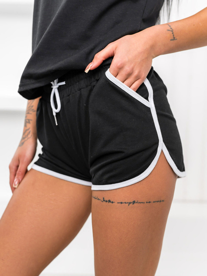 Női rövid szabadidőnadrág fekete színben Bolf 8K208