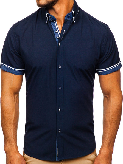 Rövid ujjú férfiing gránátkék Bolf 2911-1