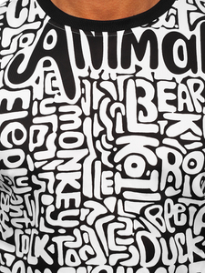 Mintás férfi melegítőfelső kapucni nélkül fekete-fehér színben Bolf 8B1131