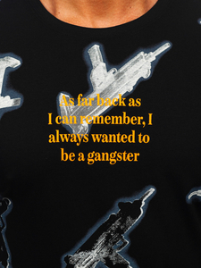 Fekete pamut férfi póló mintával Bolf MPO3471