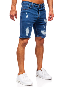 Sötétkék férfi farmer rövidnadrág Bolf 0790