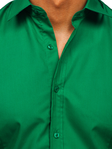 Férfi elegáns hosszú ujjú ing Sötét Zöld Bolf 1703