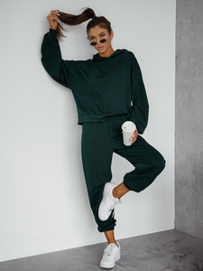 Női két darabos szett kapucnival palackzöld Bolf 525