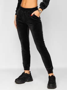 Fekete színű kétrészes velúr női melegítő együttes Bolf 829