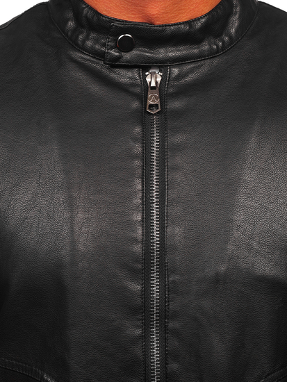 Férfi bélelt biker bőrdzseki fekete Bolf 92531