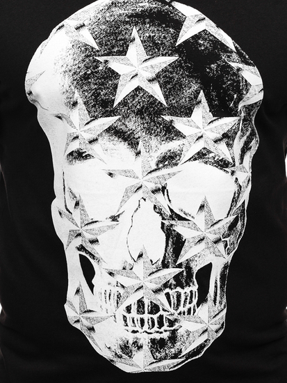 Mintás férfi póló fekete színben Bolf 6300