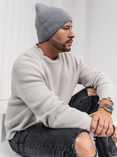 Szürke bélelt téli férfi sapka Bolf 387043