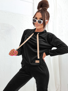 Fekete színű kétrészes velúr női melegítő együttes Bolf 637