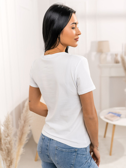 Fehér női póló mintával Bolf 95T2501