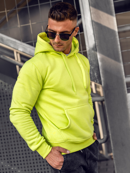 Világos szeladon színű kapucnis kenguruzsebes férfi pulcsi Bolf 2009A