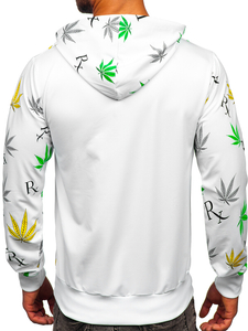 Fehér mintás kapucnis férfi pulcsi Bolf HM612