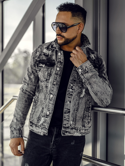 Férfi farmerdzseki szürke színben Bolf AK588