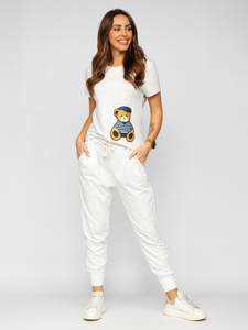 Fehér színű női póló rátétekkel Bolf 52352