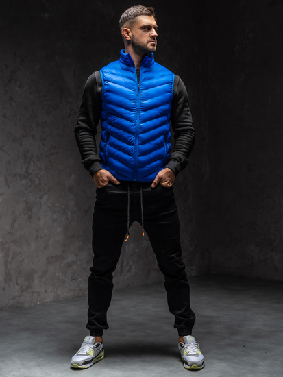 Kék férfi steppelt mellény kapucnival Bolf HDL88006A1