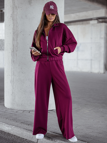 Női két darabos szett cipzárral bordó Bolf 821109