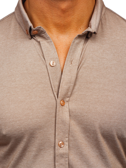 Barna rövid ujjú férfi ing Bolf 2005