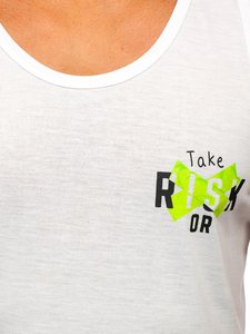 Mintás férfi tank-top fehér-zöld színben Bolf HY818