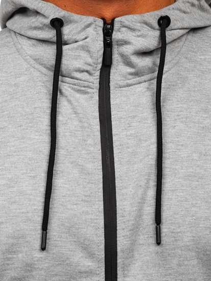 Szürke nyitható férfi pulcsi kapucnival Bolf B025