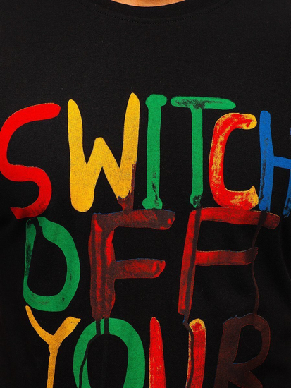 Férfi póló mintával fekete Bolf 1181