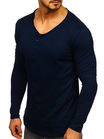 Férfi hosszú ujjú felső minta nélkül gránátkék Bolf 5059