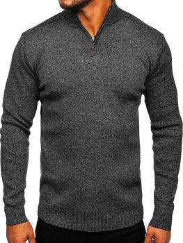 Állógalléros férfi pulóver fekete színben Bolf S8279