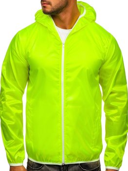 Átmeneti férfi széldzseki kapucnival sárga-neon BOLF 5060