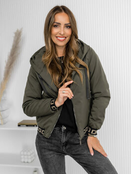 Átmeneti steppelt női kabát kapucnival khaki színben Bolf 16M9083