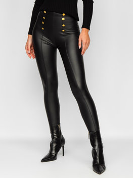 Bőr hatású női leggings fekete színben Bolf J52958