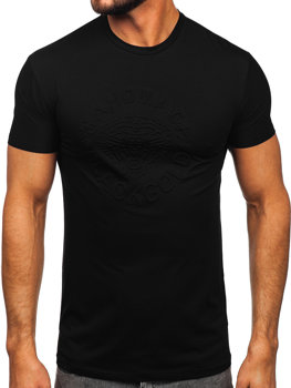 Fekete színű férfi póló mintával Bolf MT3056