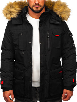 Fekete színű téli férfi parka kabát Bolf 5M791