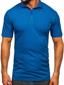 Férfi galléros pamutpóló kék színben Bolf 143006