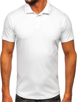 Férfi galléros póló fehér színben Bolf 0002