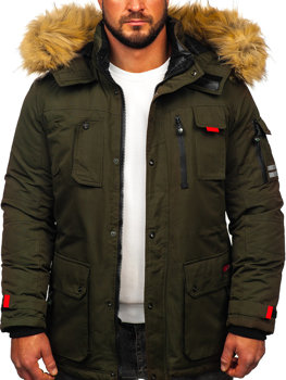 Khaki színű téli férfi parka kabát Bolf 5M791