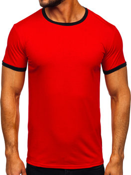 Piros színű férfi  póló minta nélkül Bolf 8T83