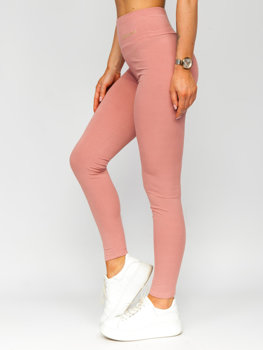 Rózsaszín női bordázott leggings Bolf W7501
