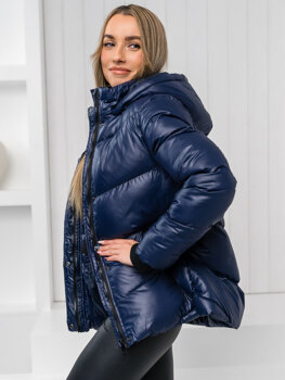 Steppelt téli női dzseki kapucnival gránátkék színben Bolf 23065