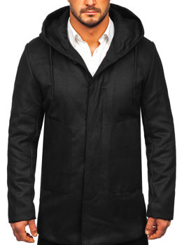 Téli férfi kabát kapucnival fekete színben Bolf 79B3-197