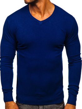 V-nyakú férfi pulóver kék Bolf YY03