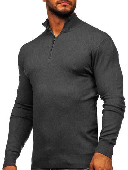 Állógalléros férfi pulóver antracitszürke színben Bolf MM6007