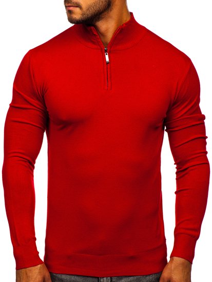 Állógalléros férfi pulóver piros Bolf YY08
