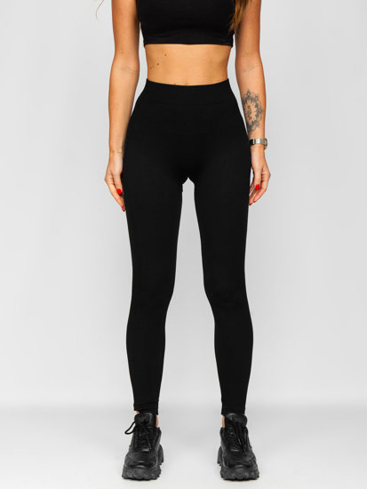 Bordázott női leggings fekete színben Bolf 2310