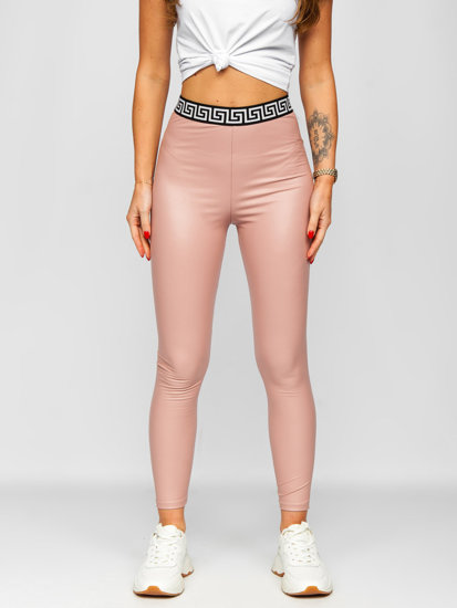 Bőrhatású női leggings rózsaszín színben Bolf MY16572