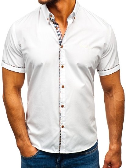 Elegáns férfi ing rövid ujjal fehér színben Bolf 5509-1