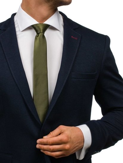 Elegáns keskeny sötétzöld férfi nyakkendő Bolf K001