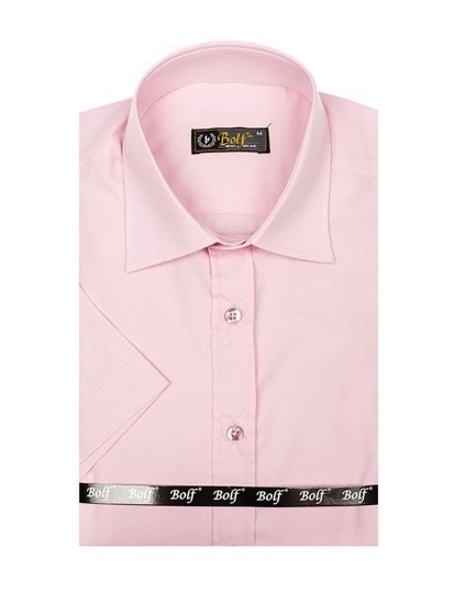Elegáns rövid ujjú férfi ing rózsaszín Bolf 7501