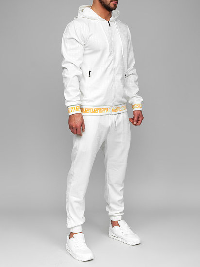 Fehér színű férfi melegítő együttes kapucnival Bolf 3A161