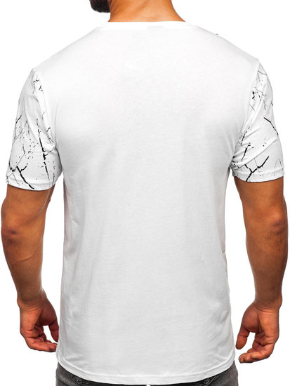 Fehér színű férfi pamut póló mintával Bolf 147737